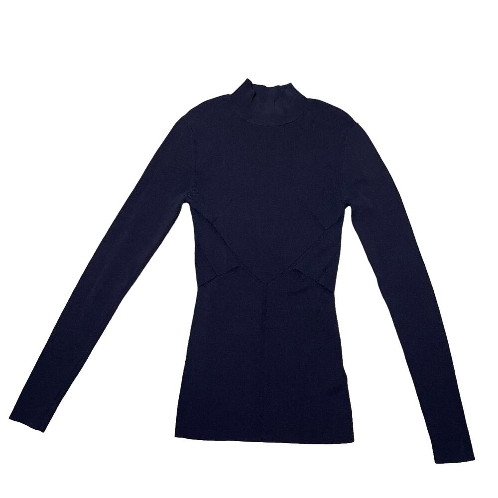 H&M Studio Collection A/W 2014 Structured Long Sleeve Top Blue Bodycon Size 2